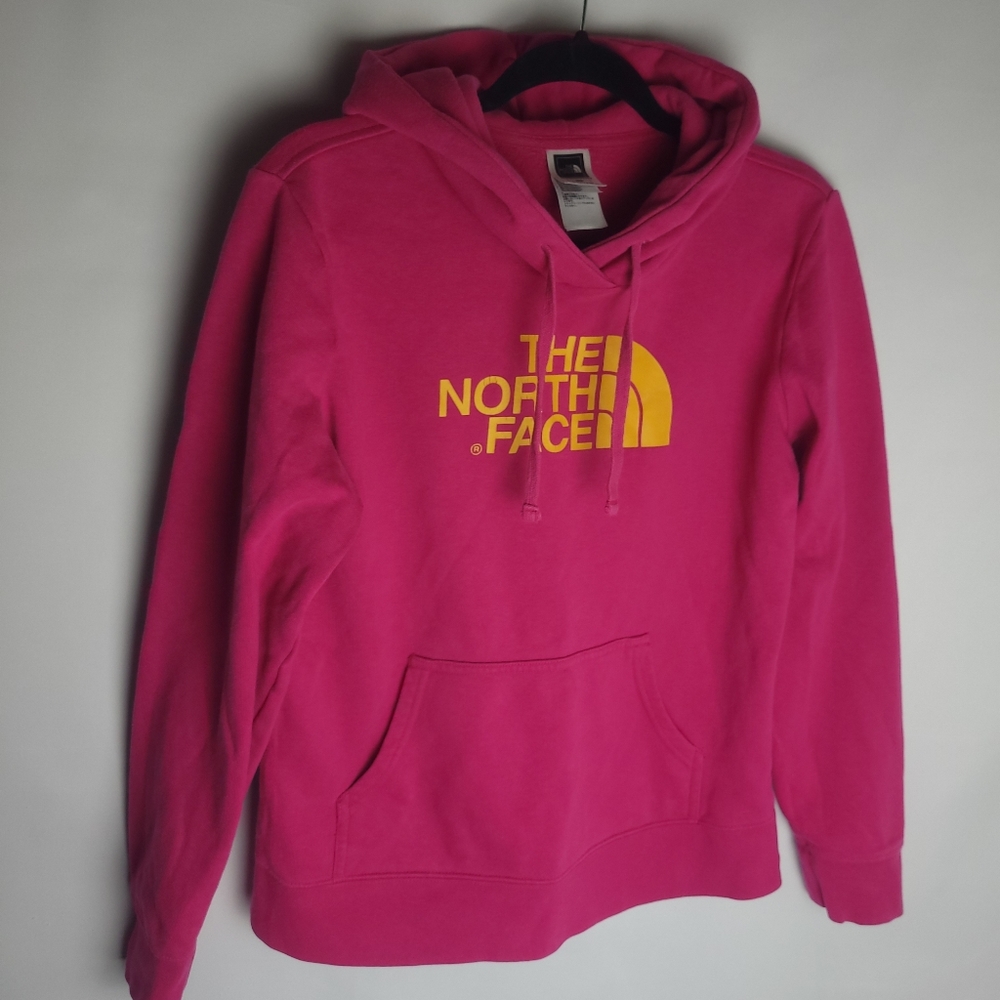 The North Face, Hoodie, Pink, Yellow, Medium